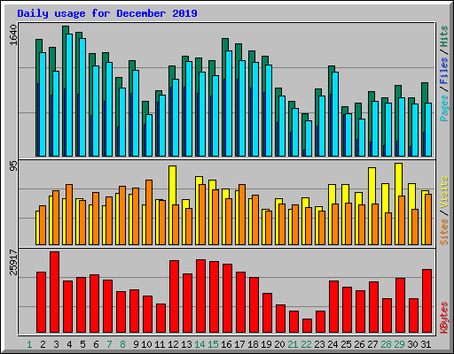 Daily usage for December 2019