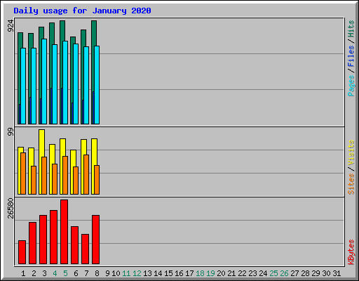 Daily usage for January 2020