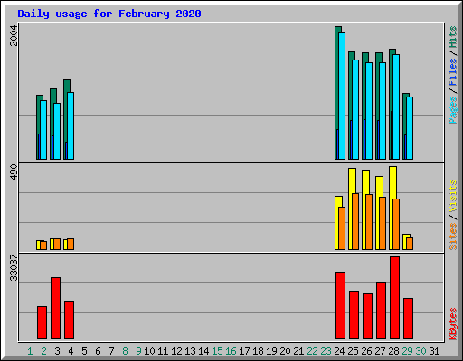 Daily usage for February 2020