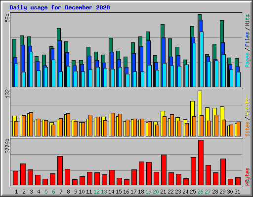 Daily usage for December 2020