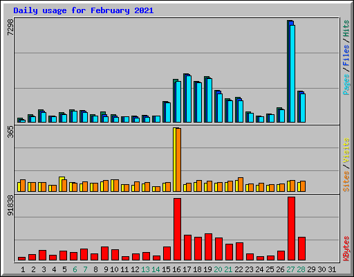 Daily usage for February 2021