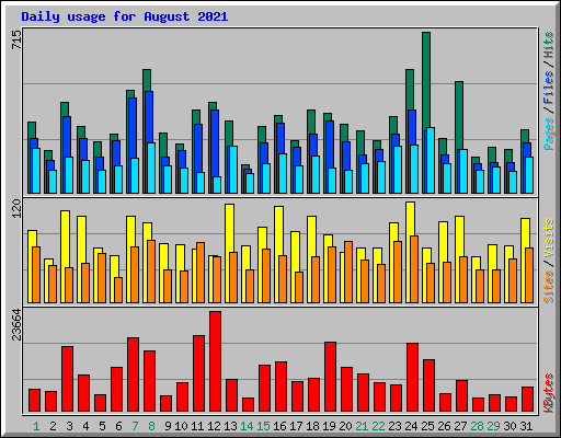 Daily usage for August 2021