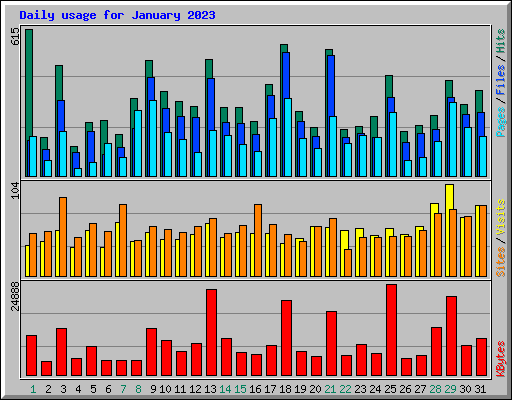 Daily usage for January 2023