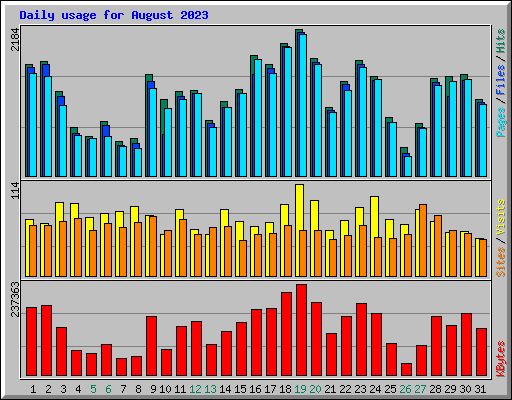 Daily usage for August 2023