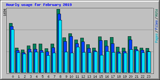 Hourly usage for February 2019