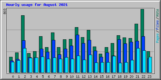 Hourly usage for August 2021